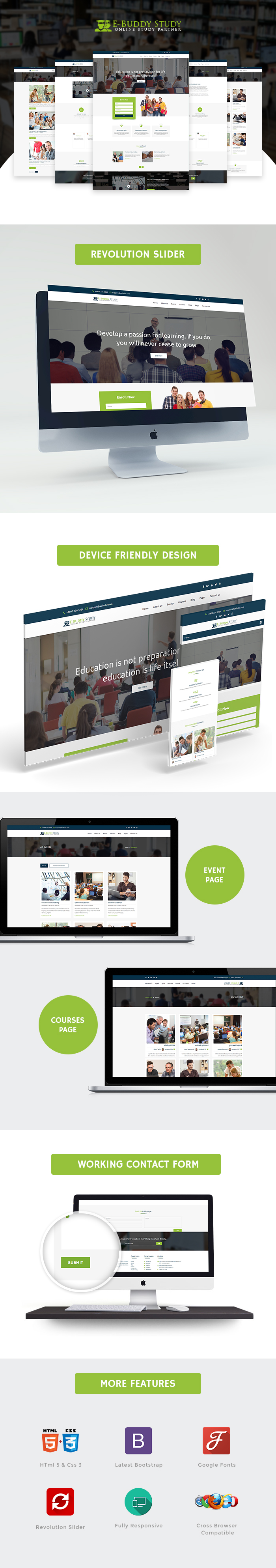 E BUDDY -  Online Courses & Educational HTML Website Templates