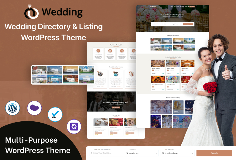 WordPress Theme for Wedding Planners with Directory & Listings
