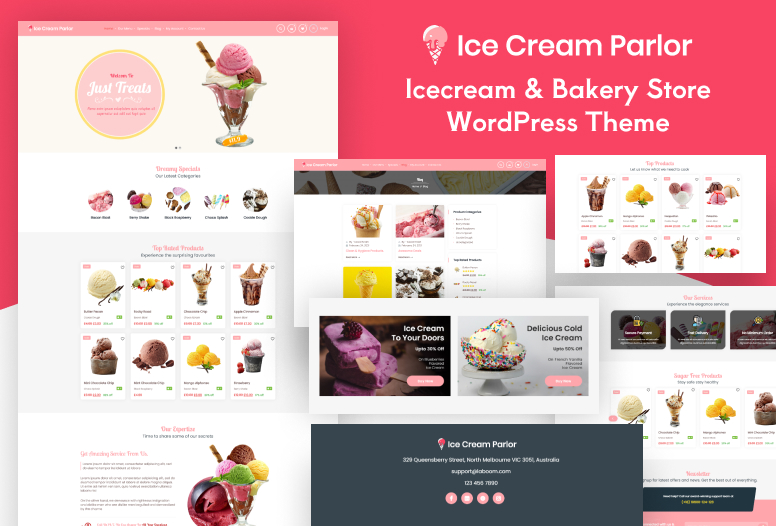Ice Cream Parlor: Sweet & Responsive WordPress Theme for Dessert Shops