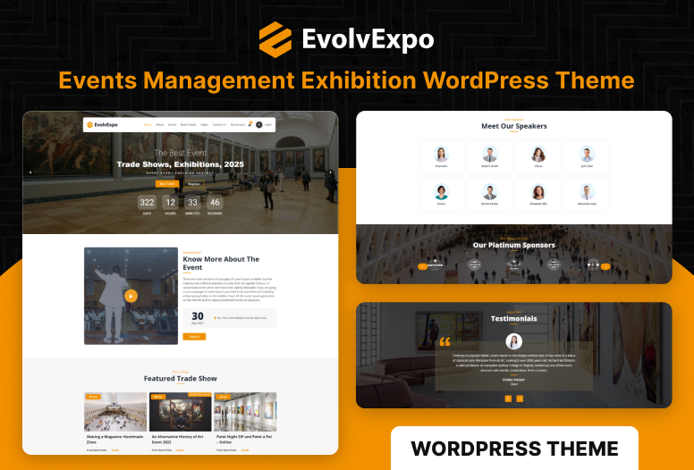 EvolvExpo: The Ultimate Event WordPress Theme for Conferences and Exhibitions.
