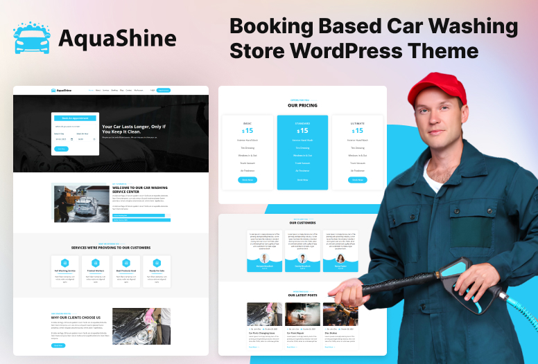 AquaShine | Professional Car Wash WordPress Theme for Auto Detailing & Bookings